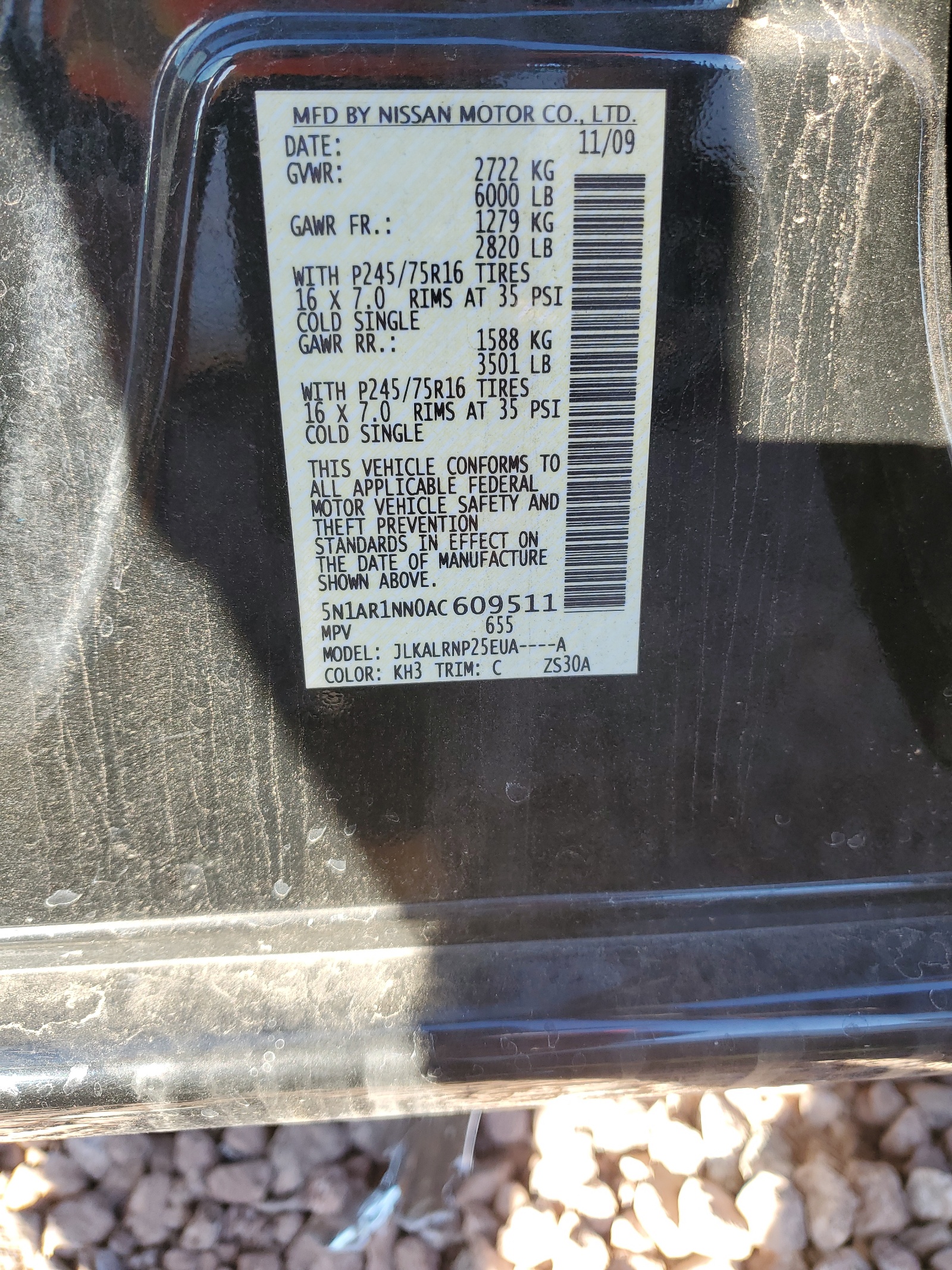 5N1AR1NN0AC609511 2010 Nissan Pathfinder S