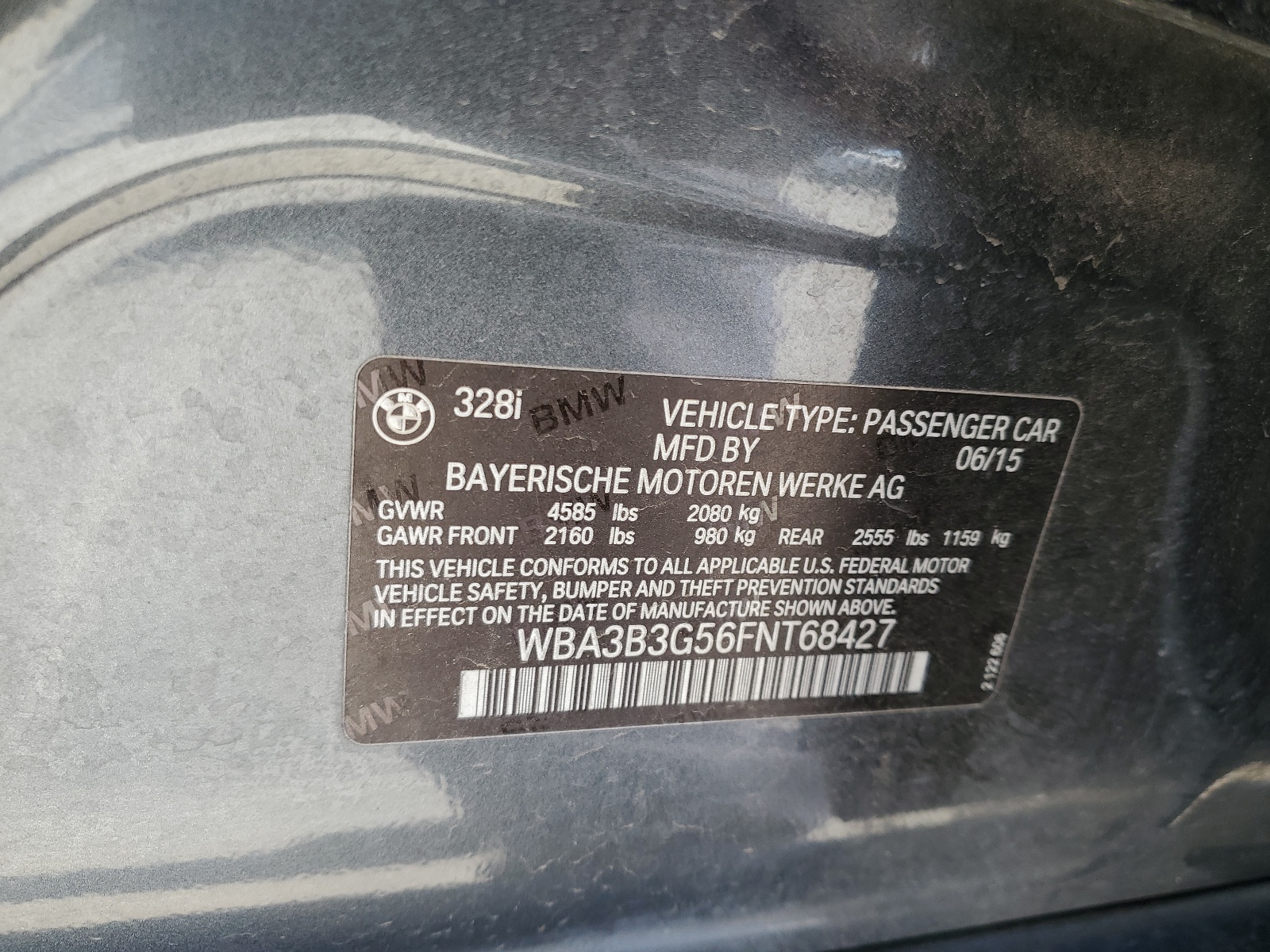 WBA3B3G56FNT68427 2015 BMW 328 Xi