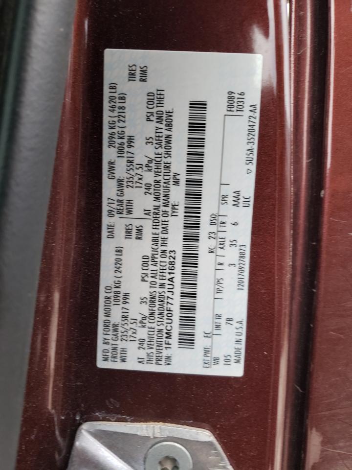 2018 Ford Escape S VIN: 1FMCU0F77JUA16823 Lot: 41990844