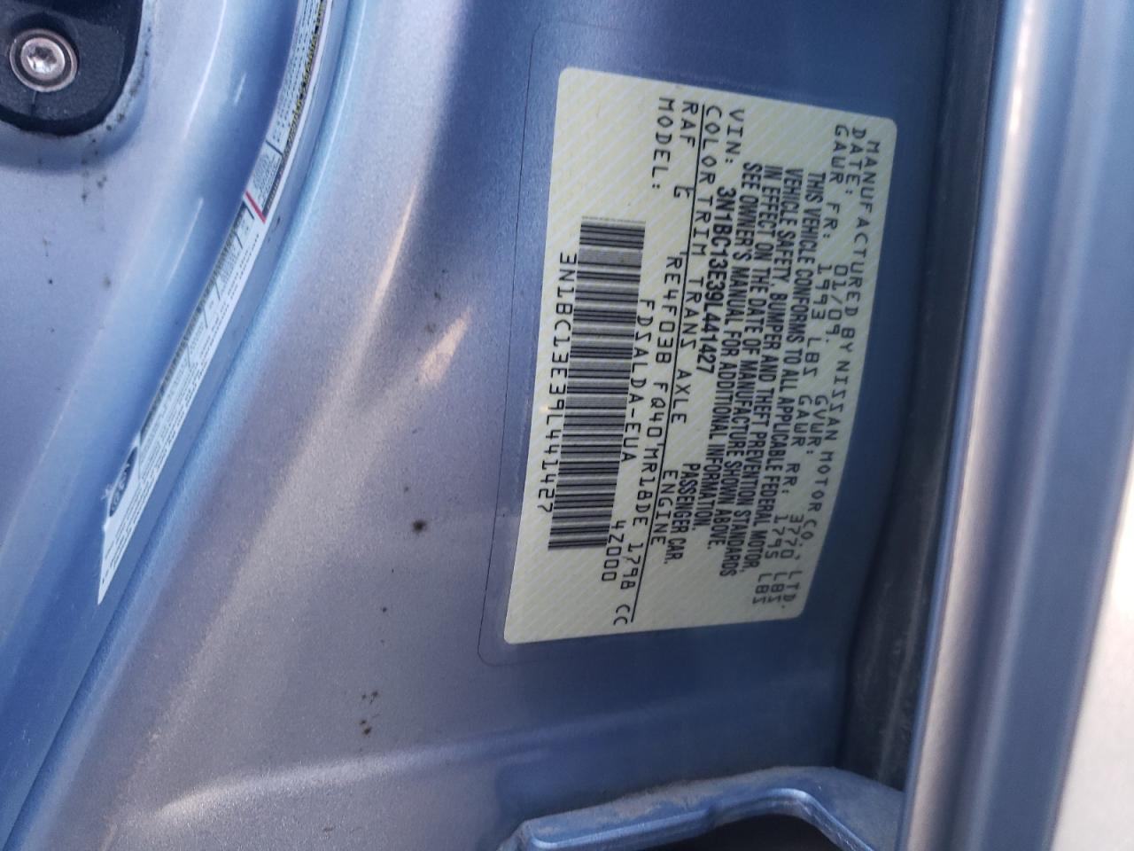 2009 Nissan Versa S VIN: 3N1BC13E39L441427 Lot: 67612484