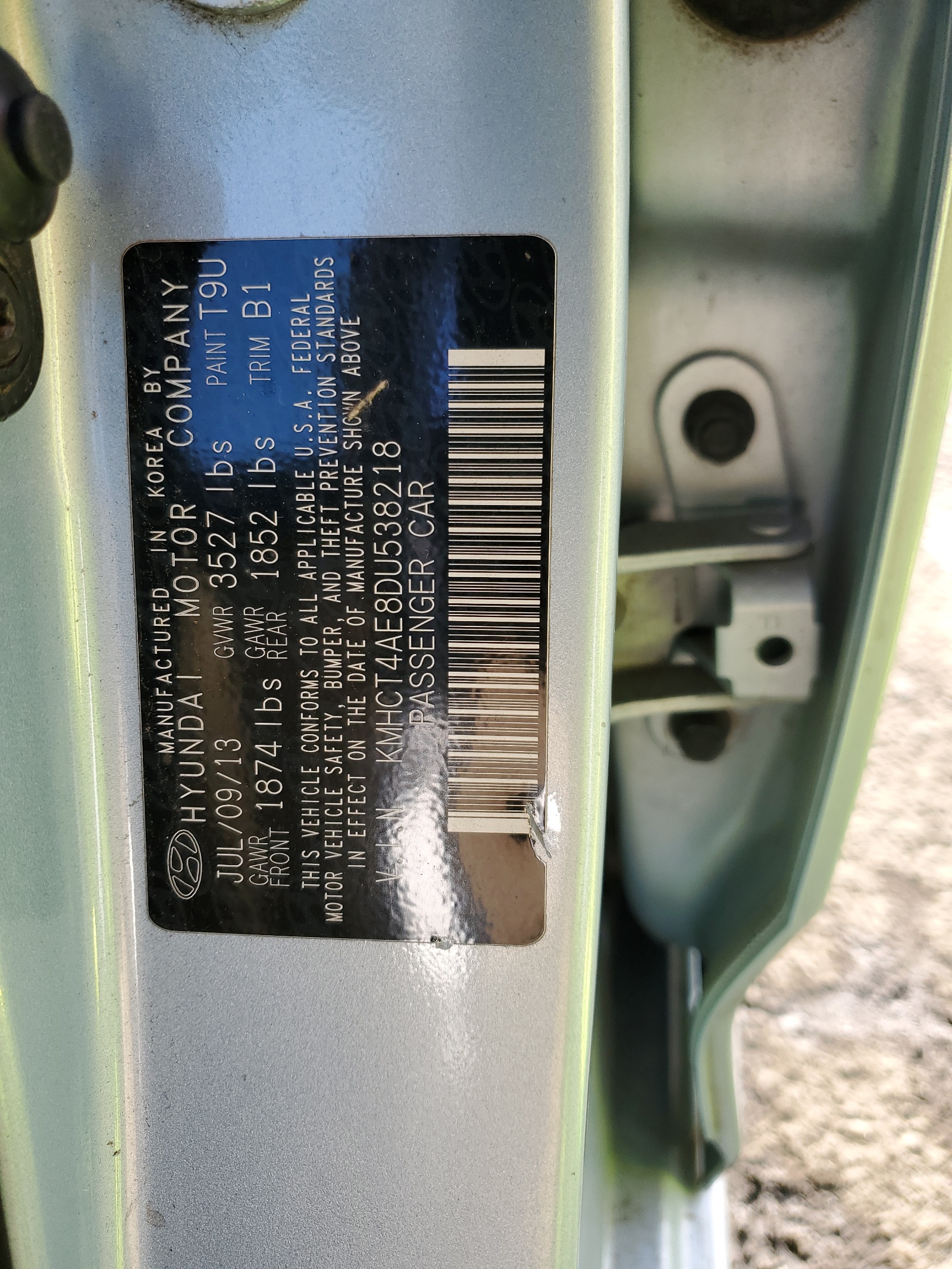 KMHCT4AE8DU538218 2013 Hyundai Accent Gls