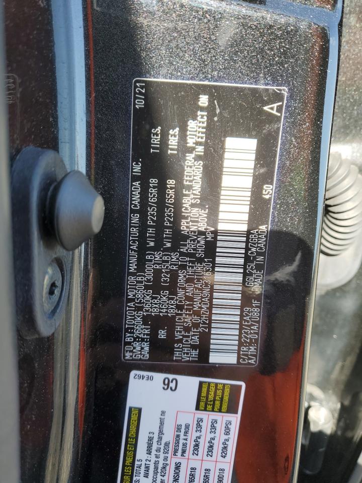 2022 Lexus Rx 350 VIN: 2T2HZMDA9NC316301 Lot: 43926954