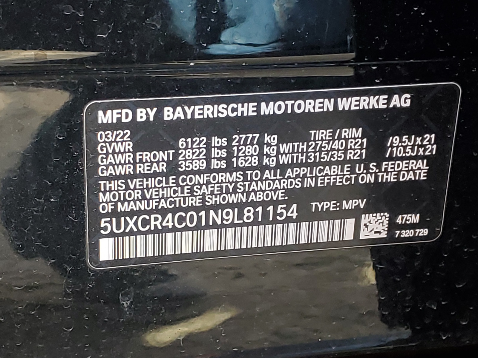5UXCR4C01N9L81154 2022 BMW X5 Sdrive 40I