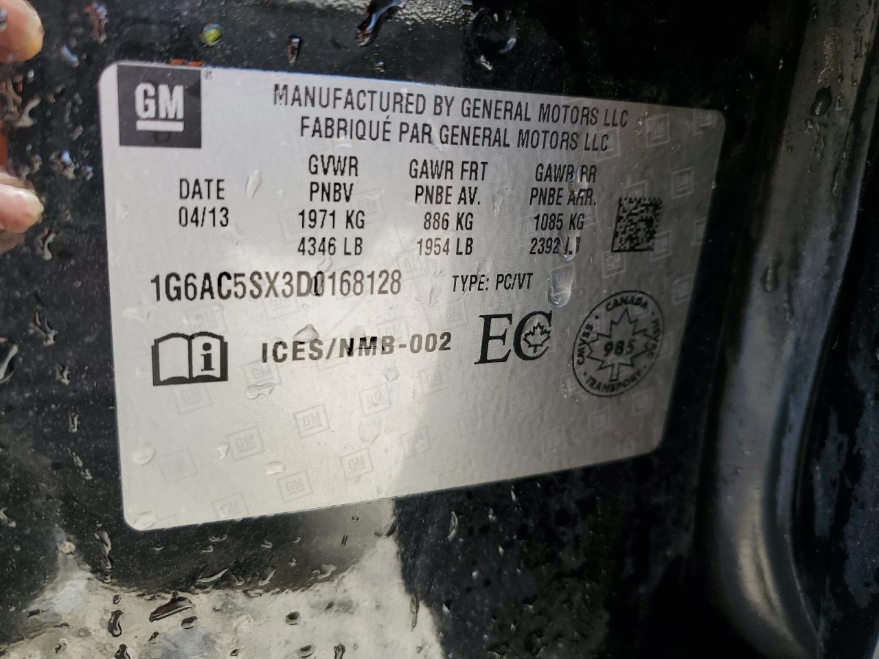 2013 Cadillac Ats Performance VIN: 1G6AC5SX3D0168128 Lot: 43477974