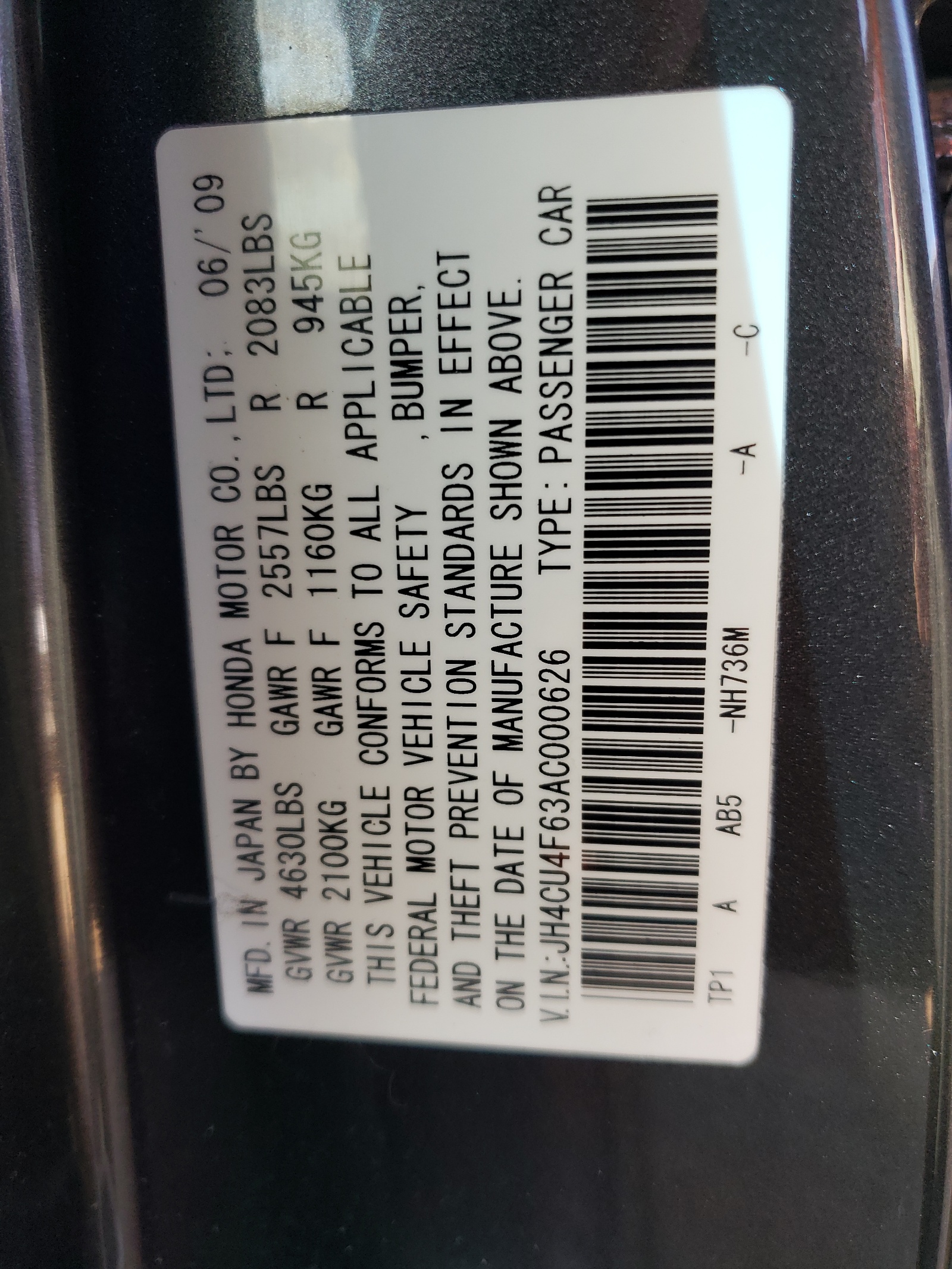 JH4CU4F63AC000626 2010 Acura Tsx