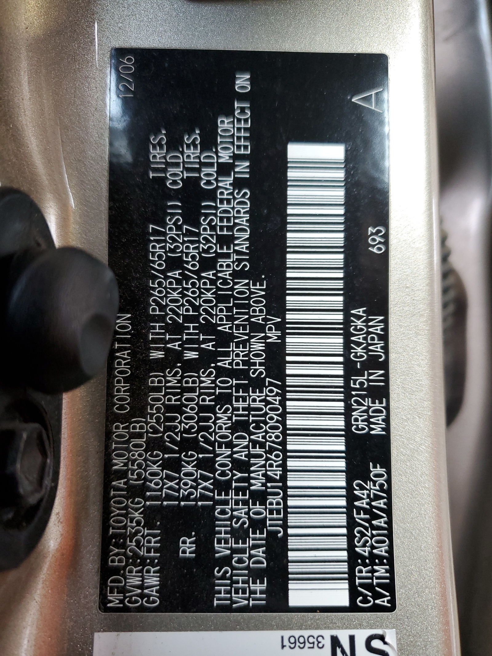 JTEBU14R678090497 2007 Toyota 4Runner Sr5