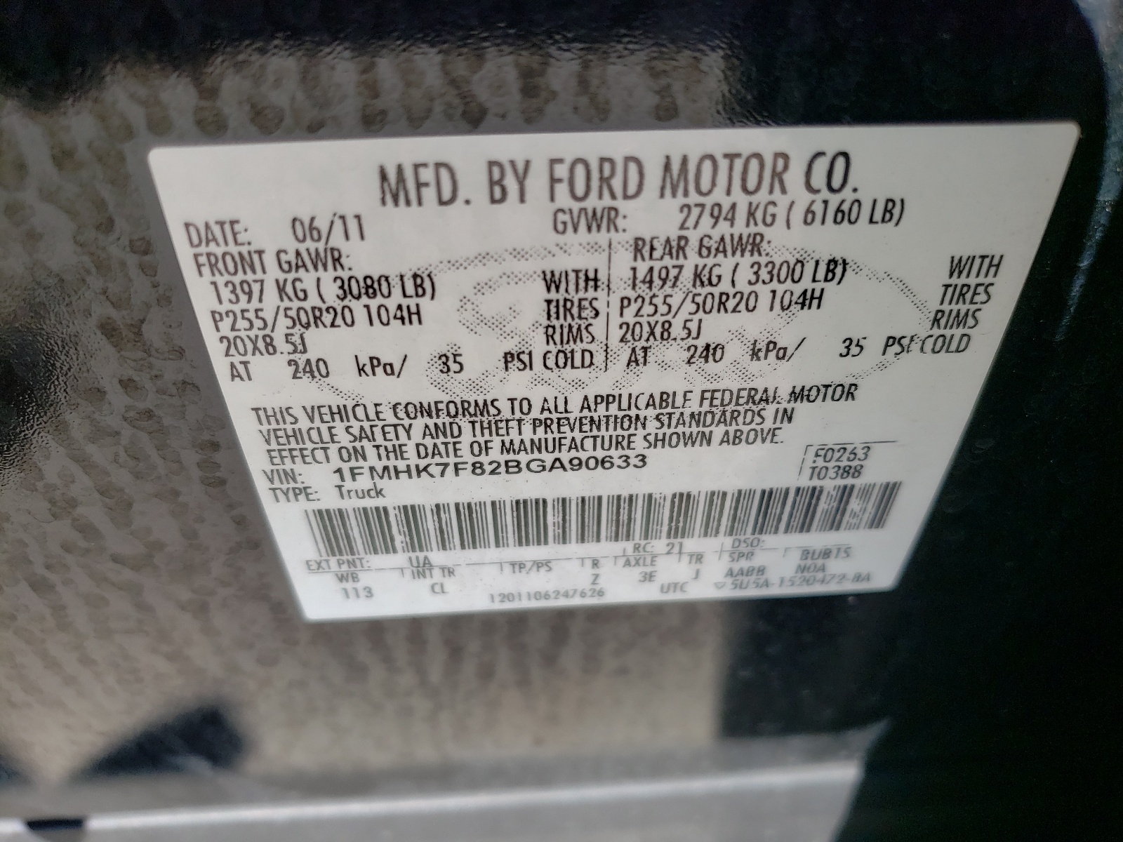1FMHK7F82BGA90633 2011 Ford Explorer Limited