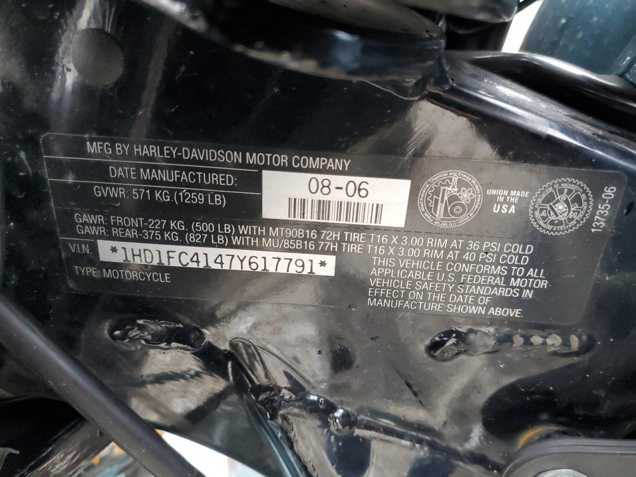 2007 Harley-Davidson Flhtcui VIN: 1HD1FC4147Y617791 Lot: 44572564