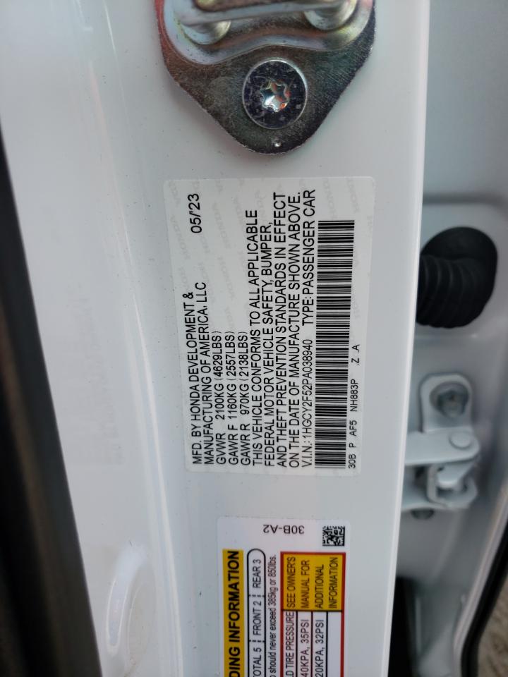 1HGCY2F52PA038940 2023 Honda Accord Hybrid Sport