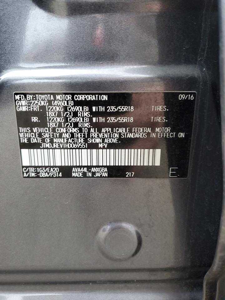 2017 Toyota Rav4 Hv Limited VIN: JTMDJREV1HD069551 Lot: 42260524