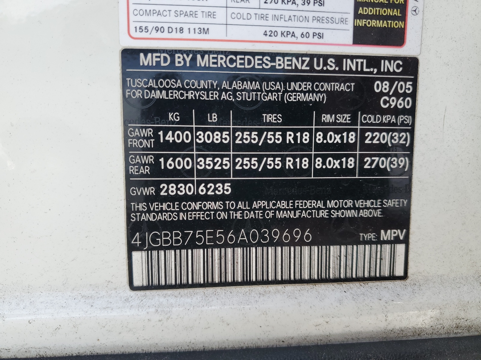 4JGBB75E56A039696 2006 Mercedes-Benz Ml 500