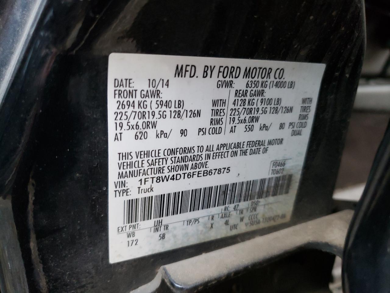 1FT8W4DT6FEB67875 2015 Ford F450 Super Duty