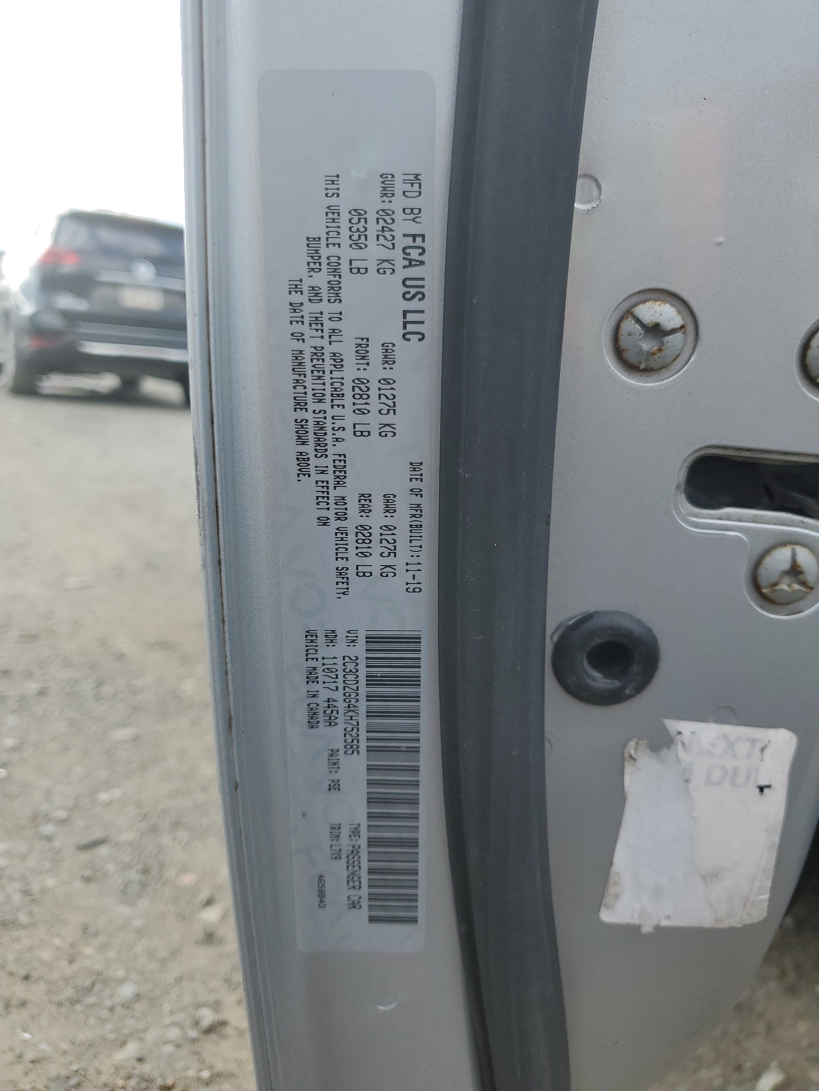 2C3CDZGG4KH752585 2019 Dodge Challenger Sxt