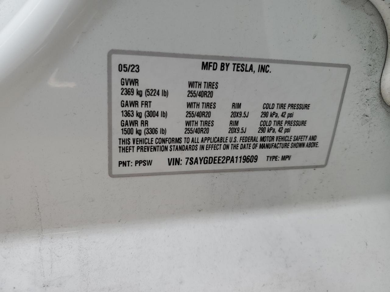 7SAYGDEE2PA119609 2023 Tesla Model Y