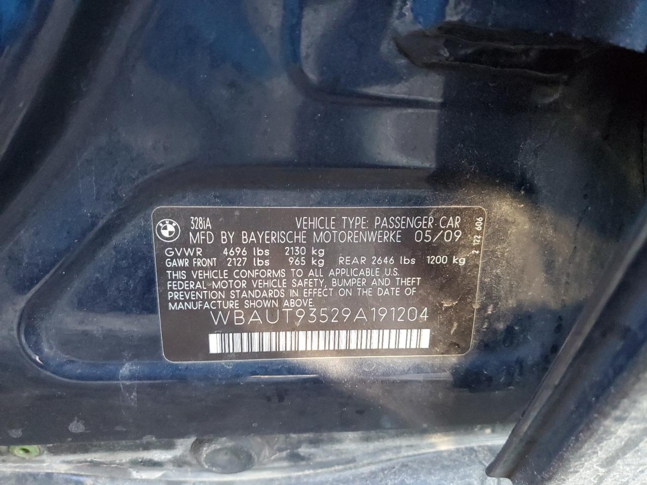 2009 BMW 328 It VIN: WBAUT93529A191204 Lot: 44198544