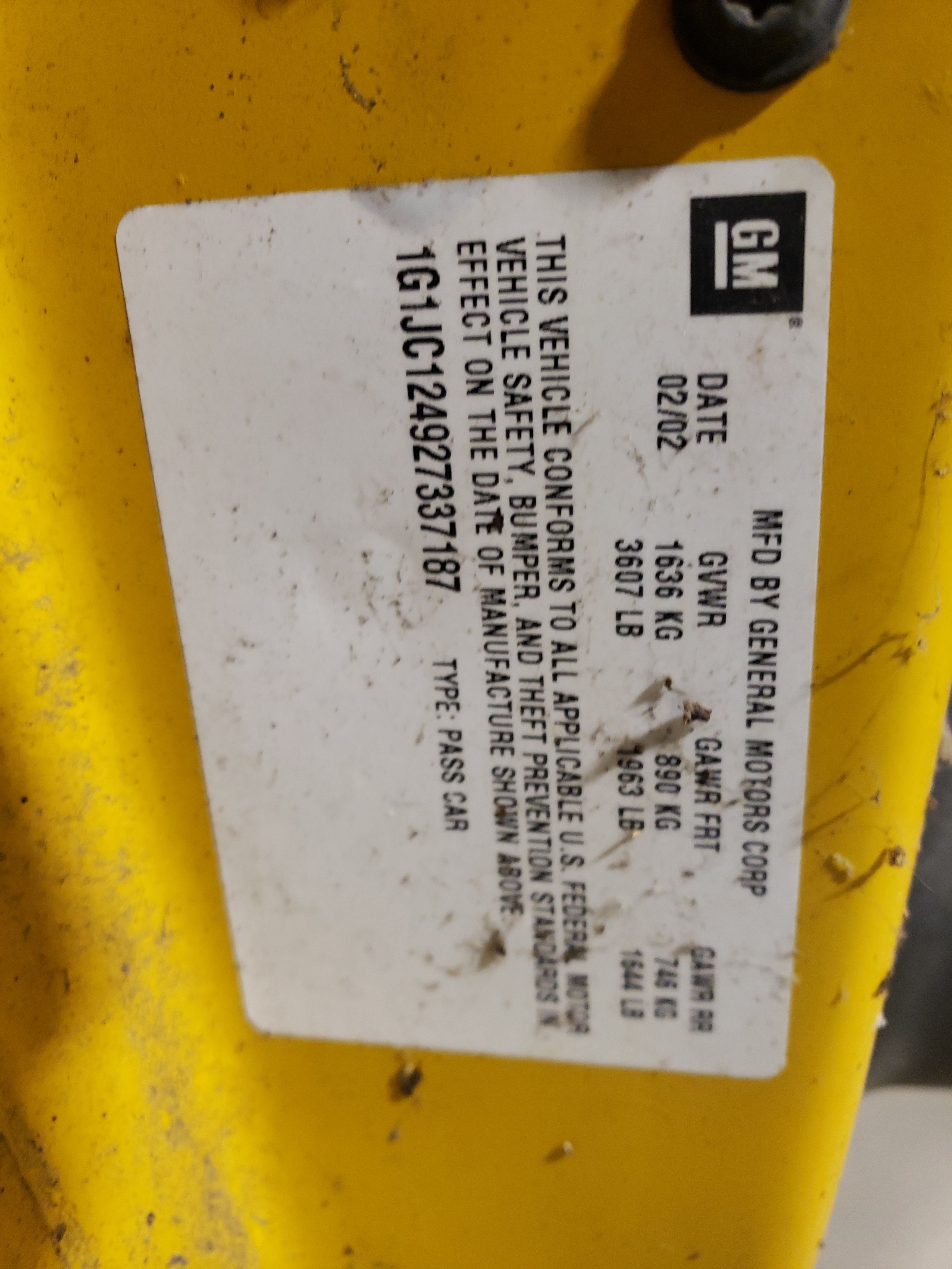 1G1JC124927337187 2002 Chevrolet Cavalier