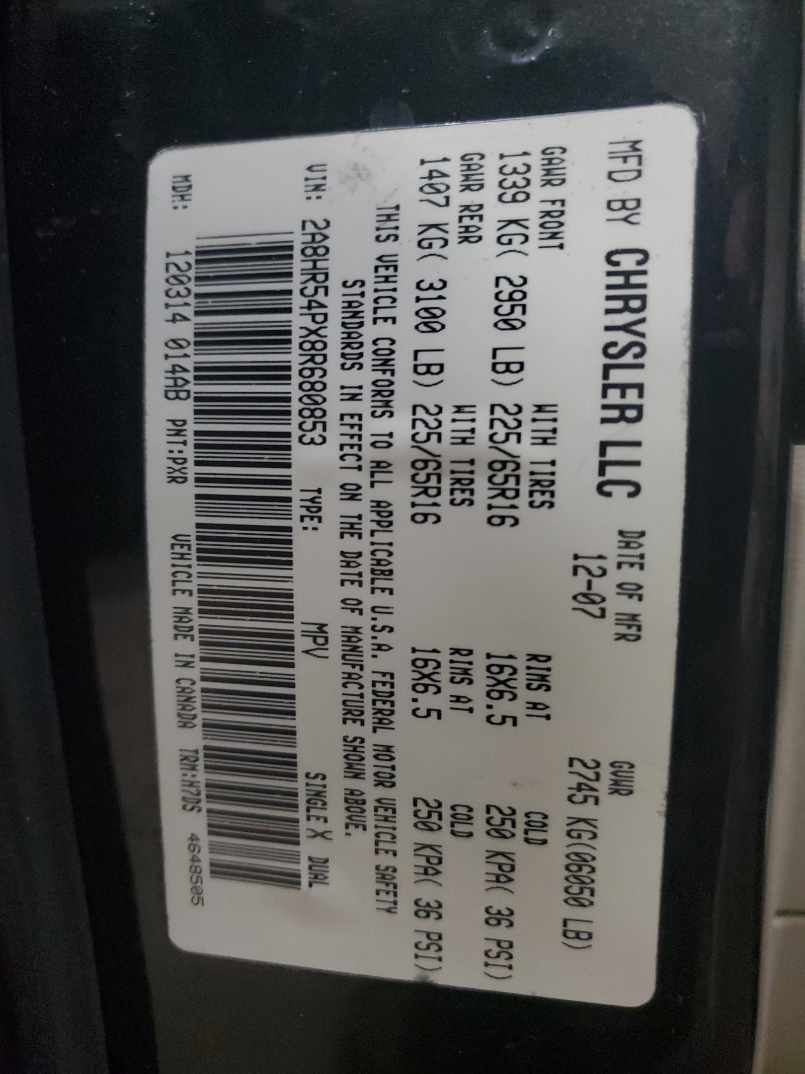 2A8HR54PX8R680853 2008 Chrysler Town & Country Touring