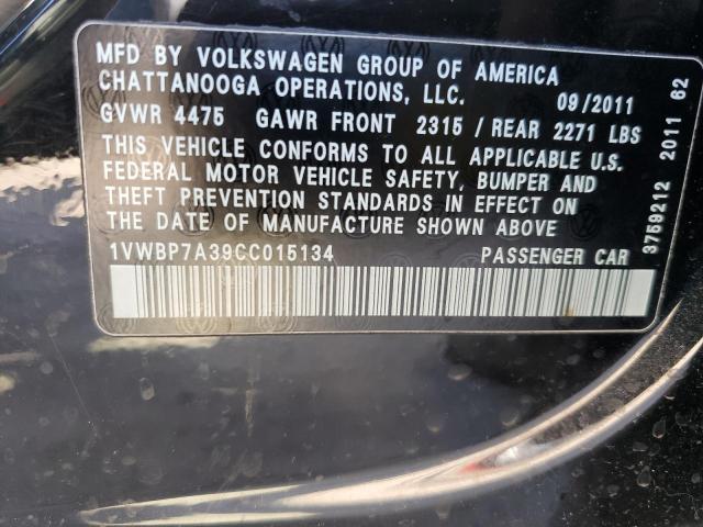 2012 VOLKSWAGEN PASSAT SE 1VWBP7A39CC015134  42777654