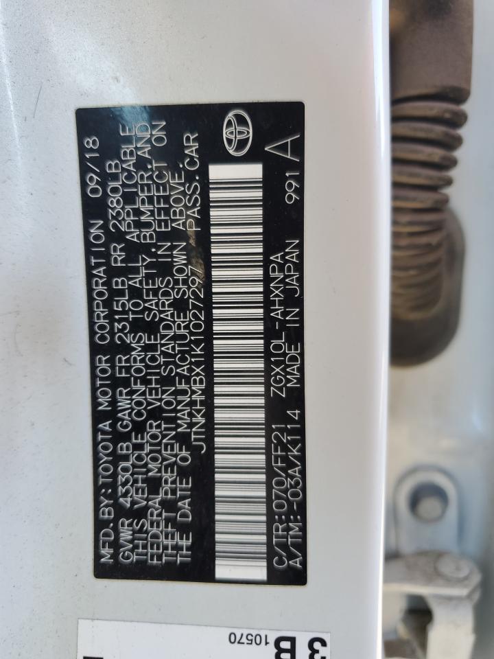 2019 Toyota C-Hr Xle VIN: JTNKHMBX1K1027297 Lot: 69767864