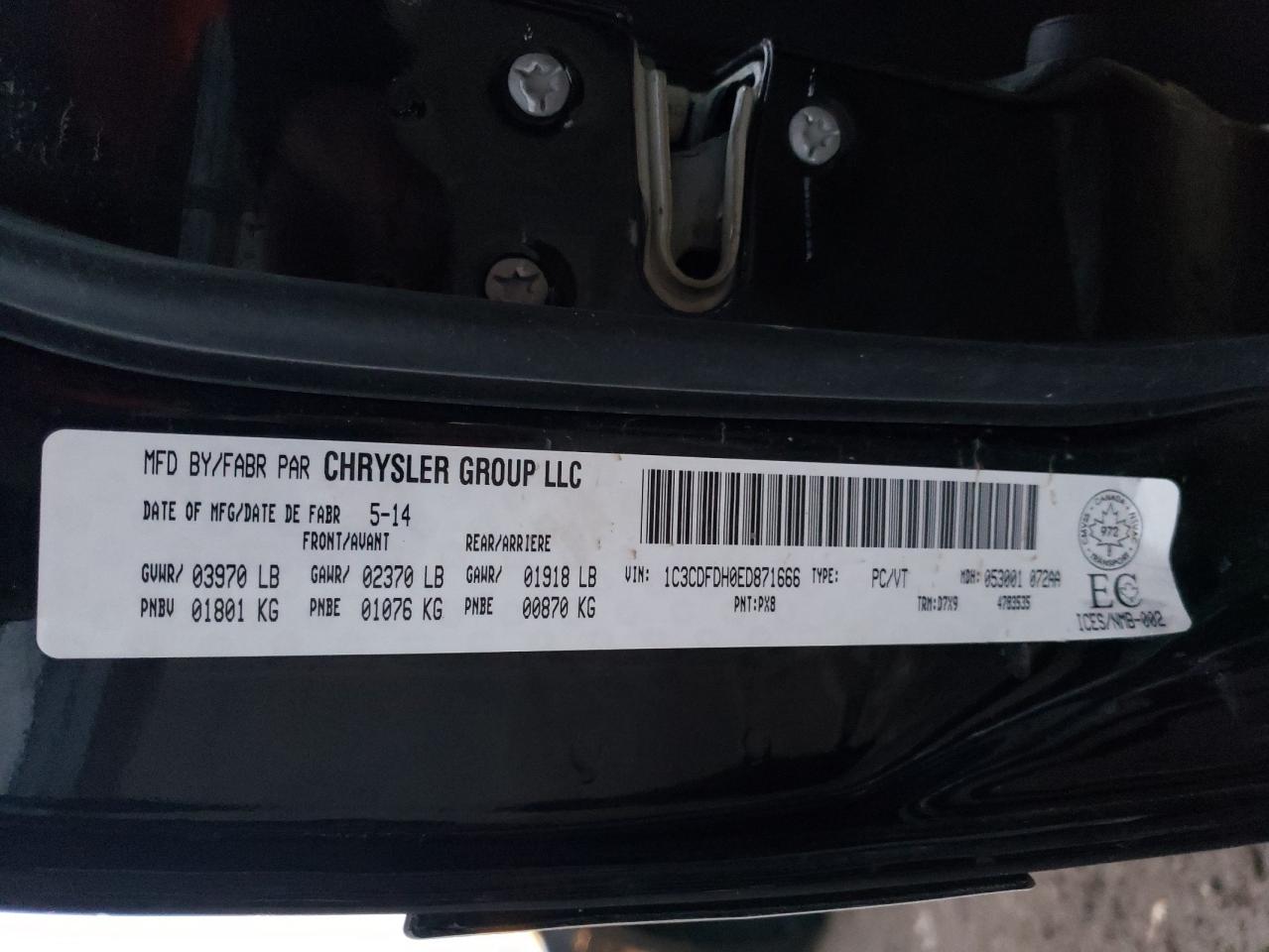 2014 Dodge Dart Se Aero VIN: 1C3CDFDH0ED871666 Lot: 41653804