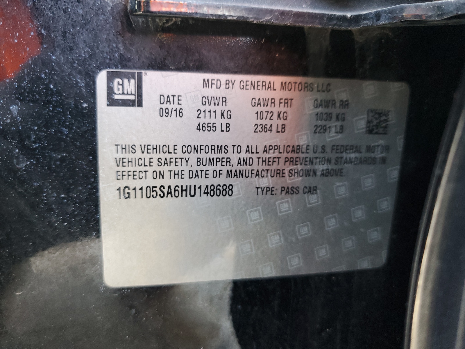 1G1105SA6HU148688 2017 Chevrolet Impala Lt