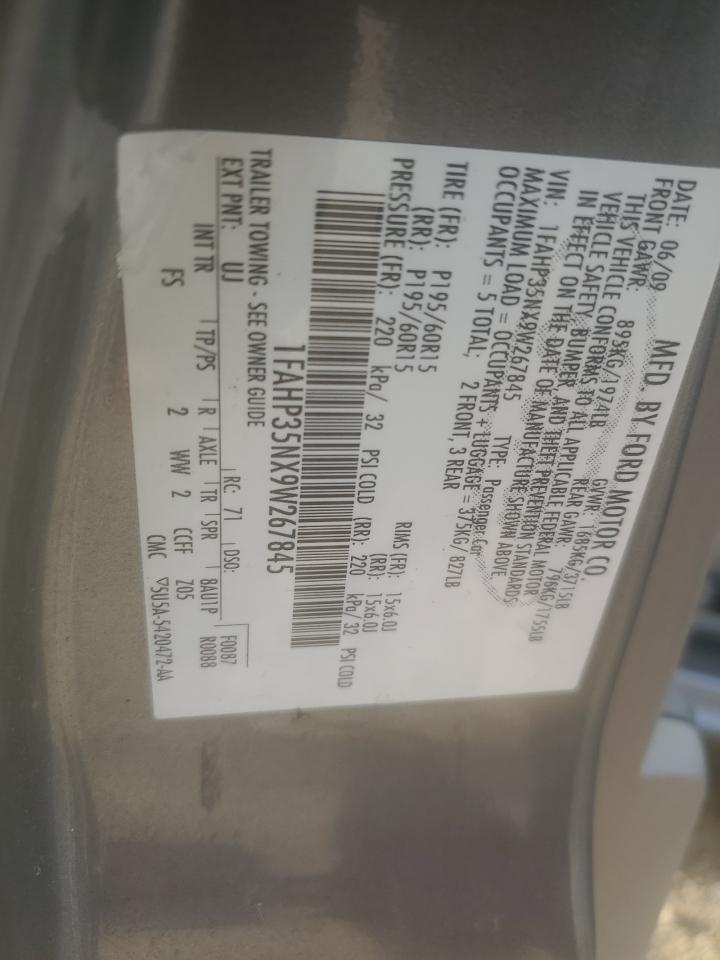 1FAHP35NX9W267845 2009 Ford Focus Se