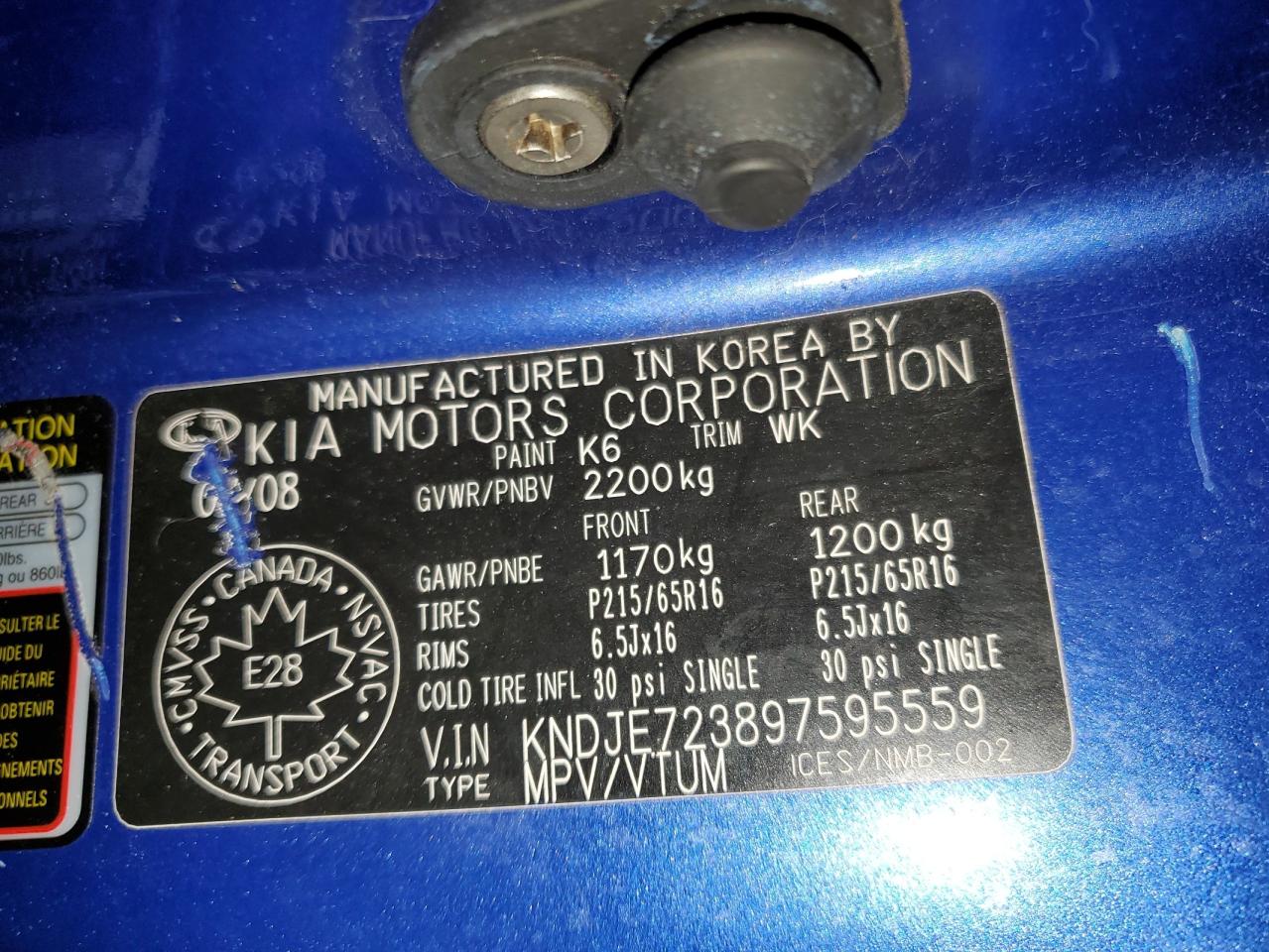 2009 Kia Sportage Lx VIN: KNDJE723897595559 Lot: 94184245