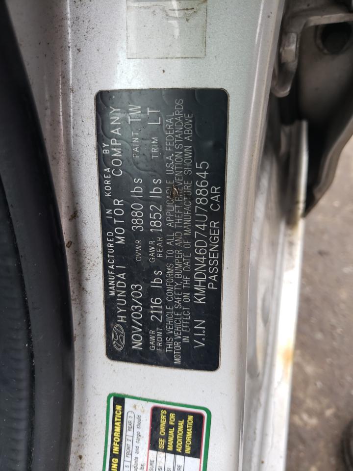 KMHDN46D74U788645 2004 Hyundai Elantra Gls