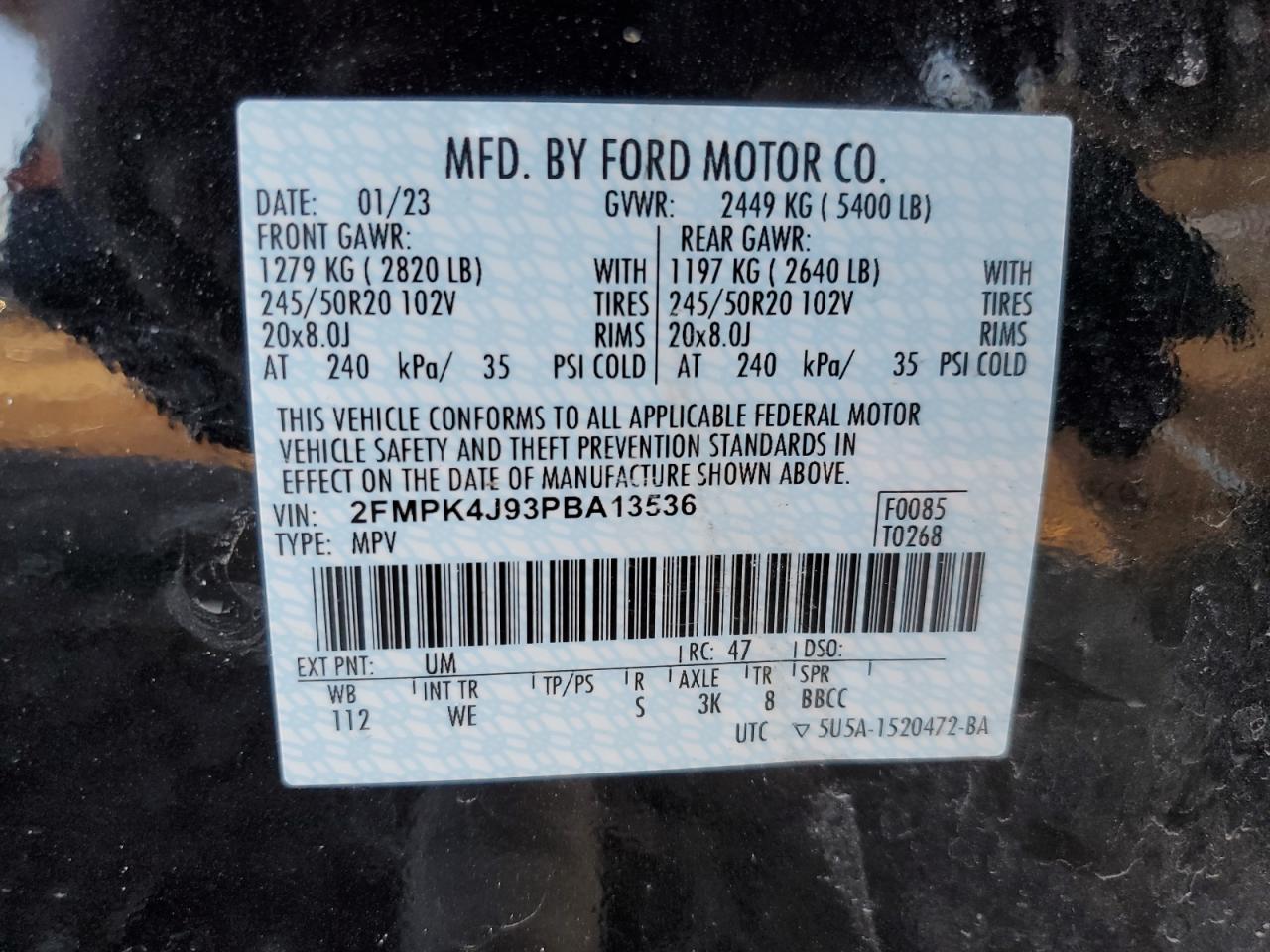 2FMPK4J93PBA13536 2023 Ford Edge Sel