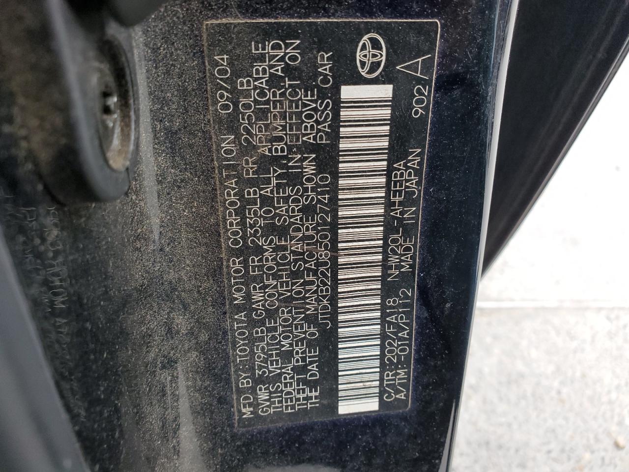 2005 Toyota Prius VIN: JTDKB22U850127410 Lot: 44728104