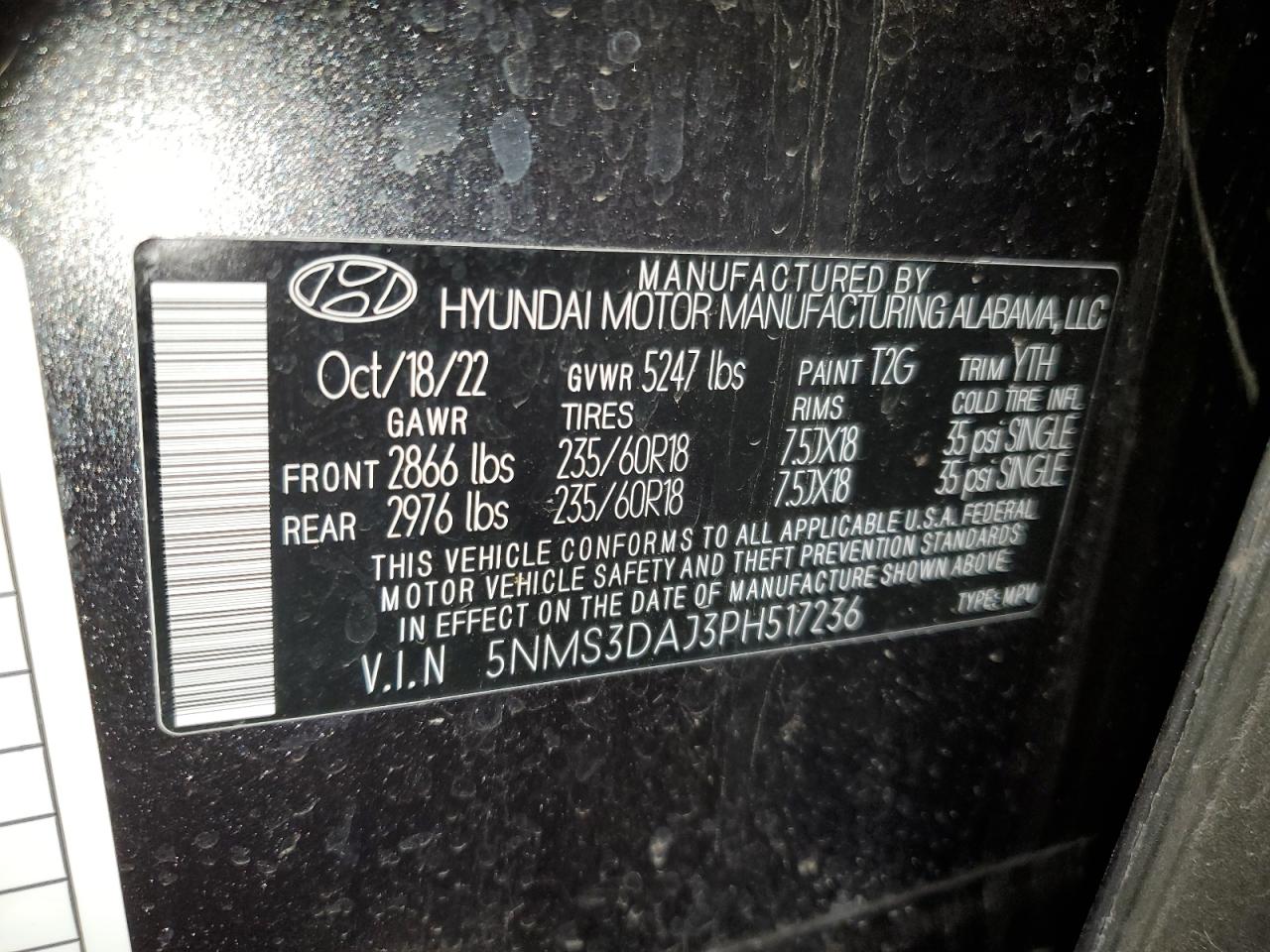 5NMS3DAJ3PH517236 2023 Hyundai Santa Fe Sel Premium