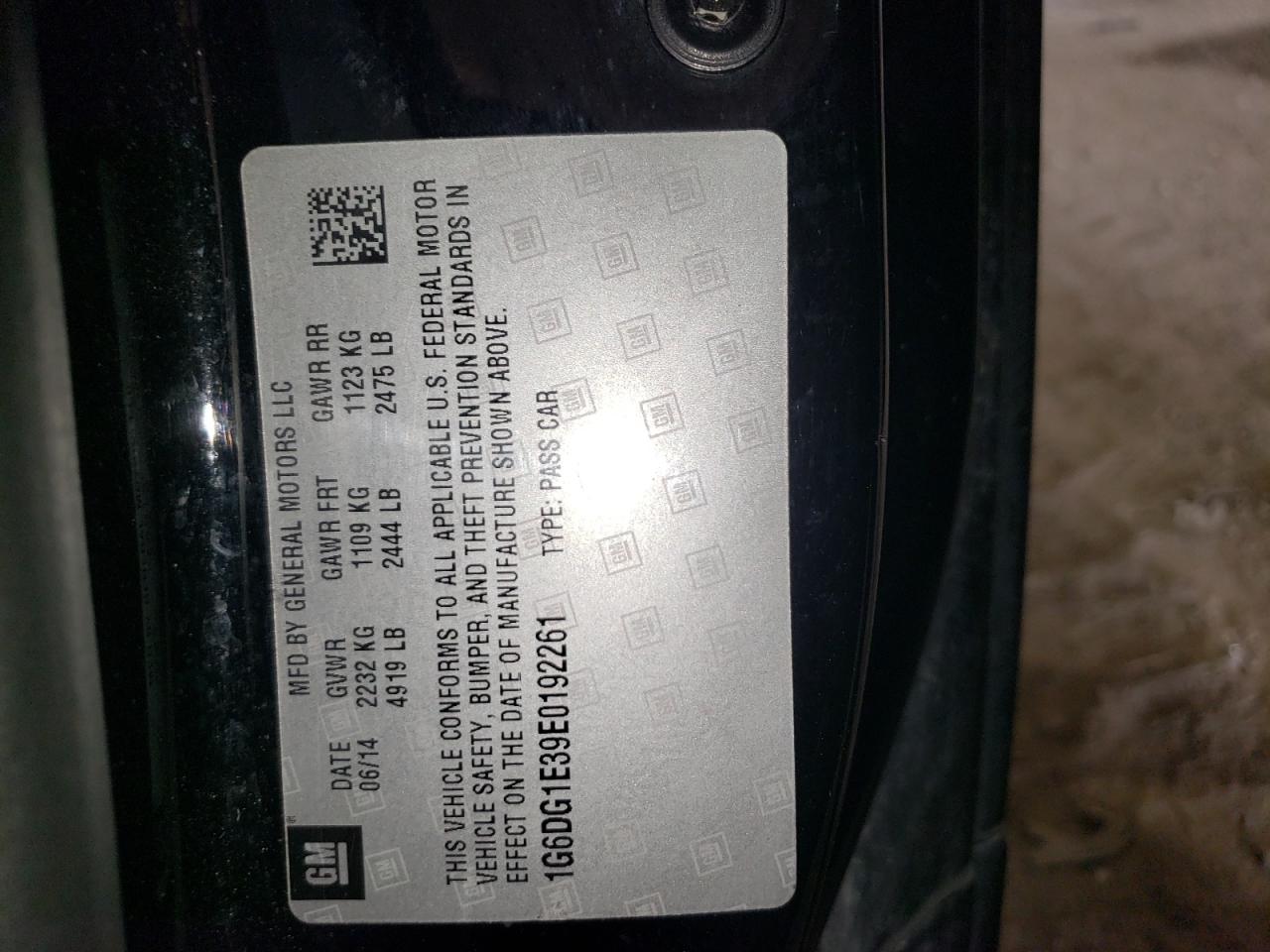 2014 Cadillac Cts Performance Collection VIN: 1G6DG1E39E0192261 Lot: 84017045