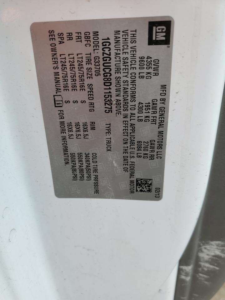 2013 Chevrolet Express G3500 VIN: 1GCZGUCG8D1153275 Lot: 44695844