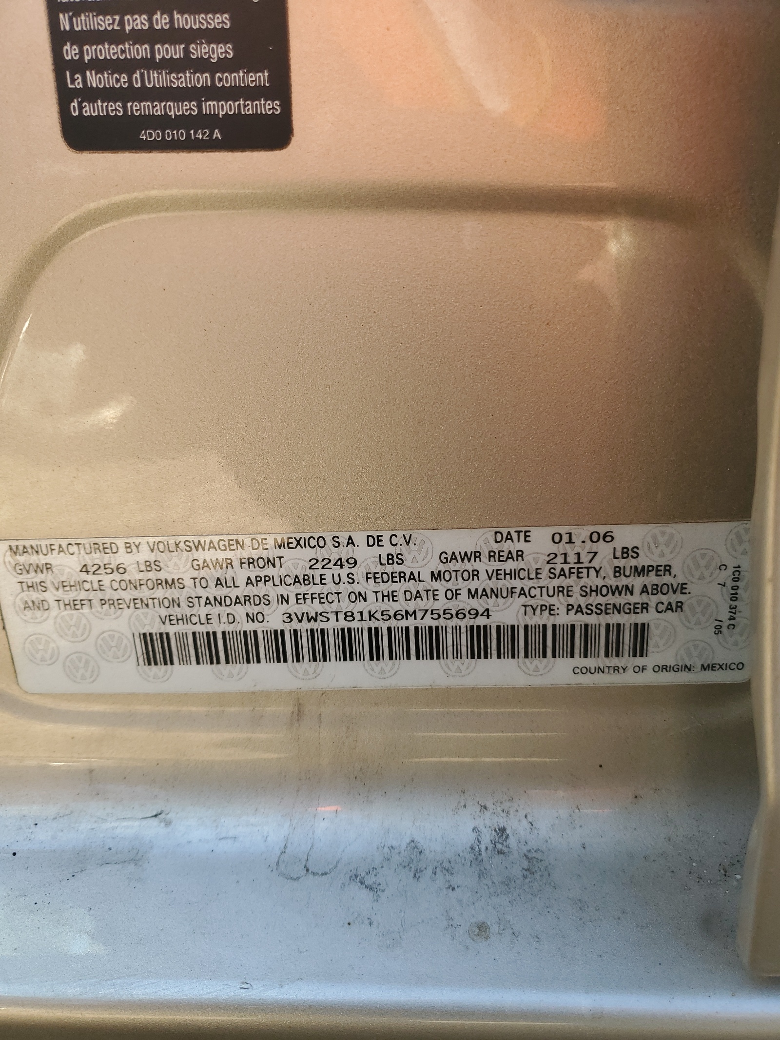 3VWST81K56M755694 2006 Volkswagen Jetta Tdi Option Package 1