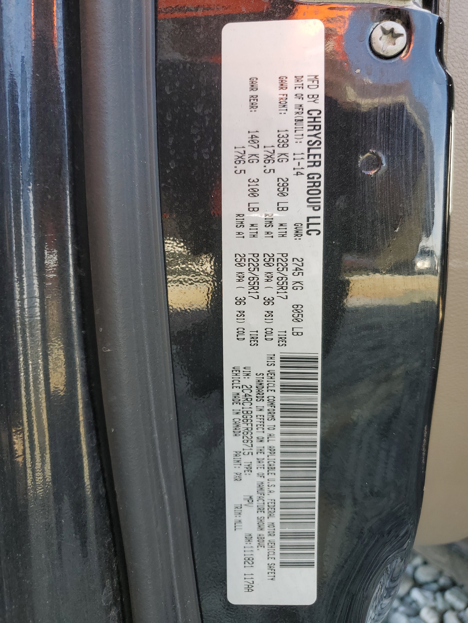 2C4RC1BG6FR626715 2015 Chrysler Town & Country Touring