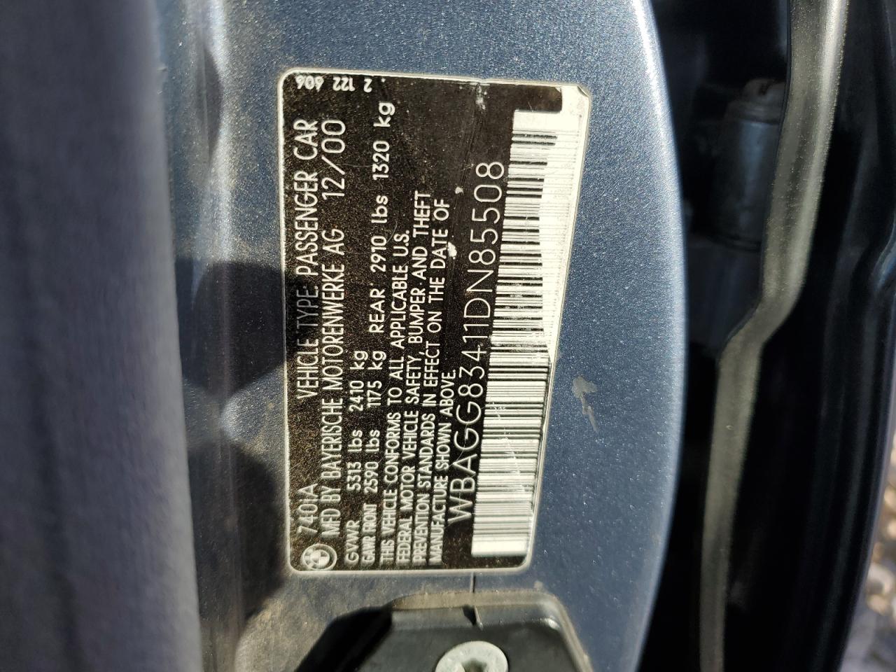 WBAGG83411DN85508 2001 BMW 740 I Automatic