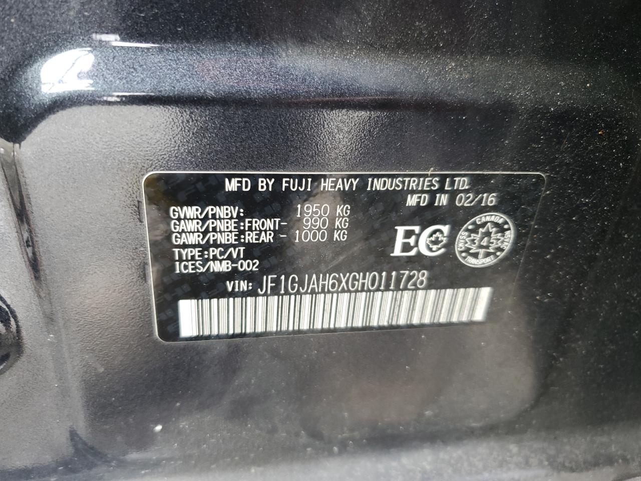 JF1GJAH6XGH011728 2016 Subaru Impreza Premium Plus