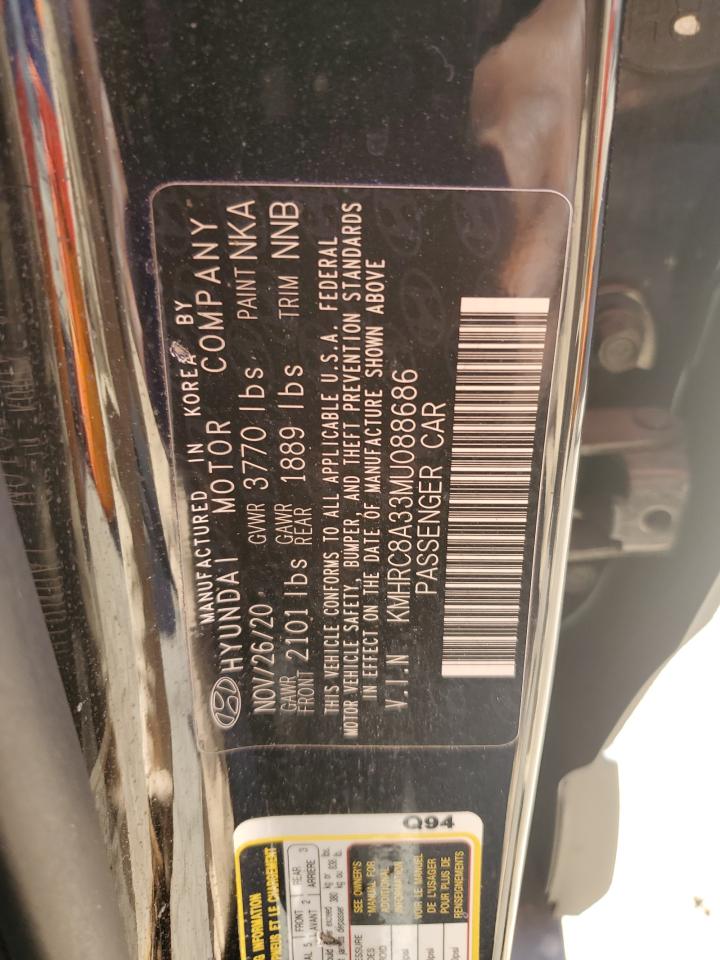 2021 Hyundai Venue Sel VIN: KMHRC8A33MU088686 Lot: 45189474