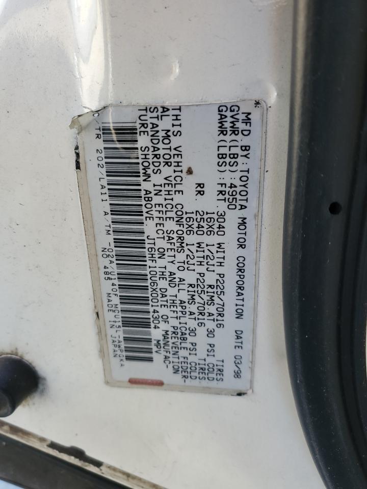 1999 Lexus Rx 300 VIN: JT6HF10U6X0014304 Lot: 41168594