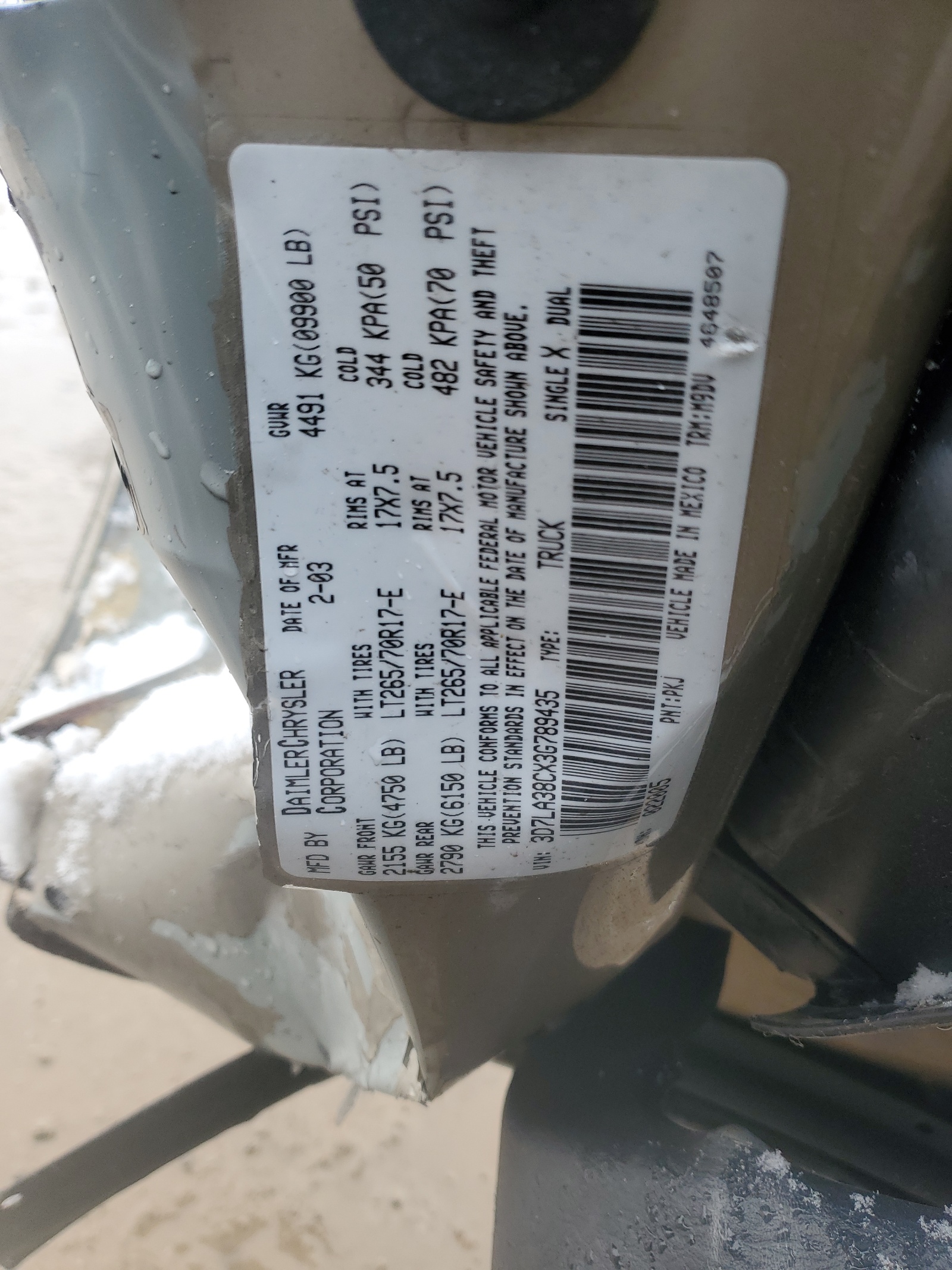 3D7LA38CX3G789435 2003 Dodge Ram 3500 St