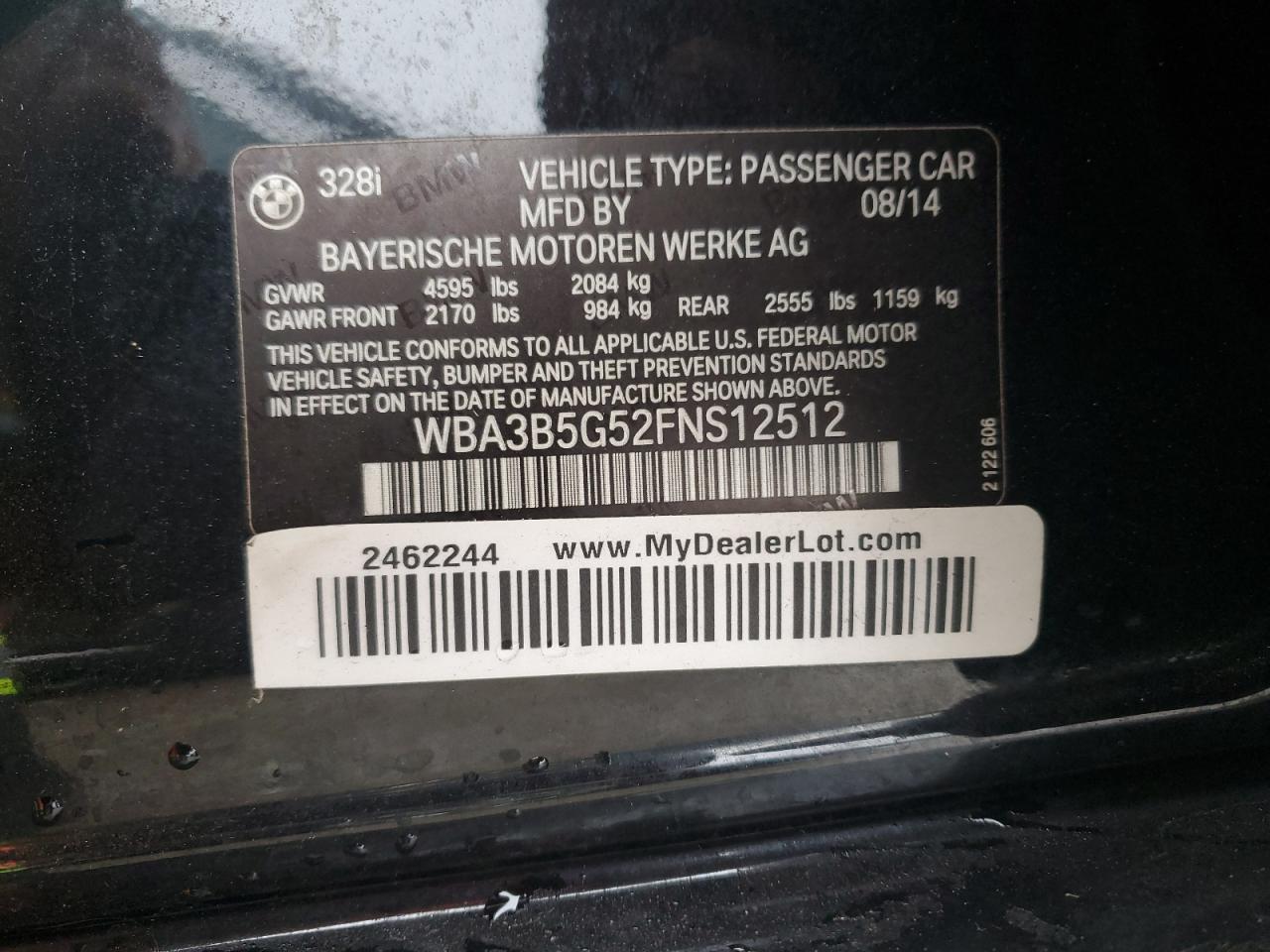 2015 BMW 328 Xi Sulev VIN: WBA3B5G52FNS12512 Lot: 44279914