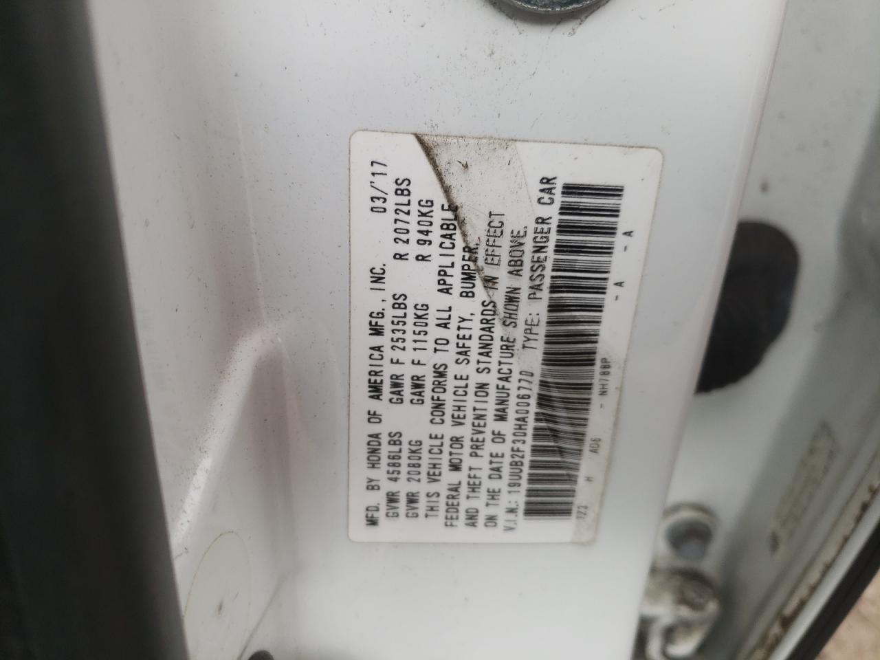 19UUB2F30HA006770 2017 Acura Tlx