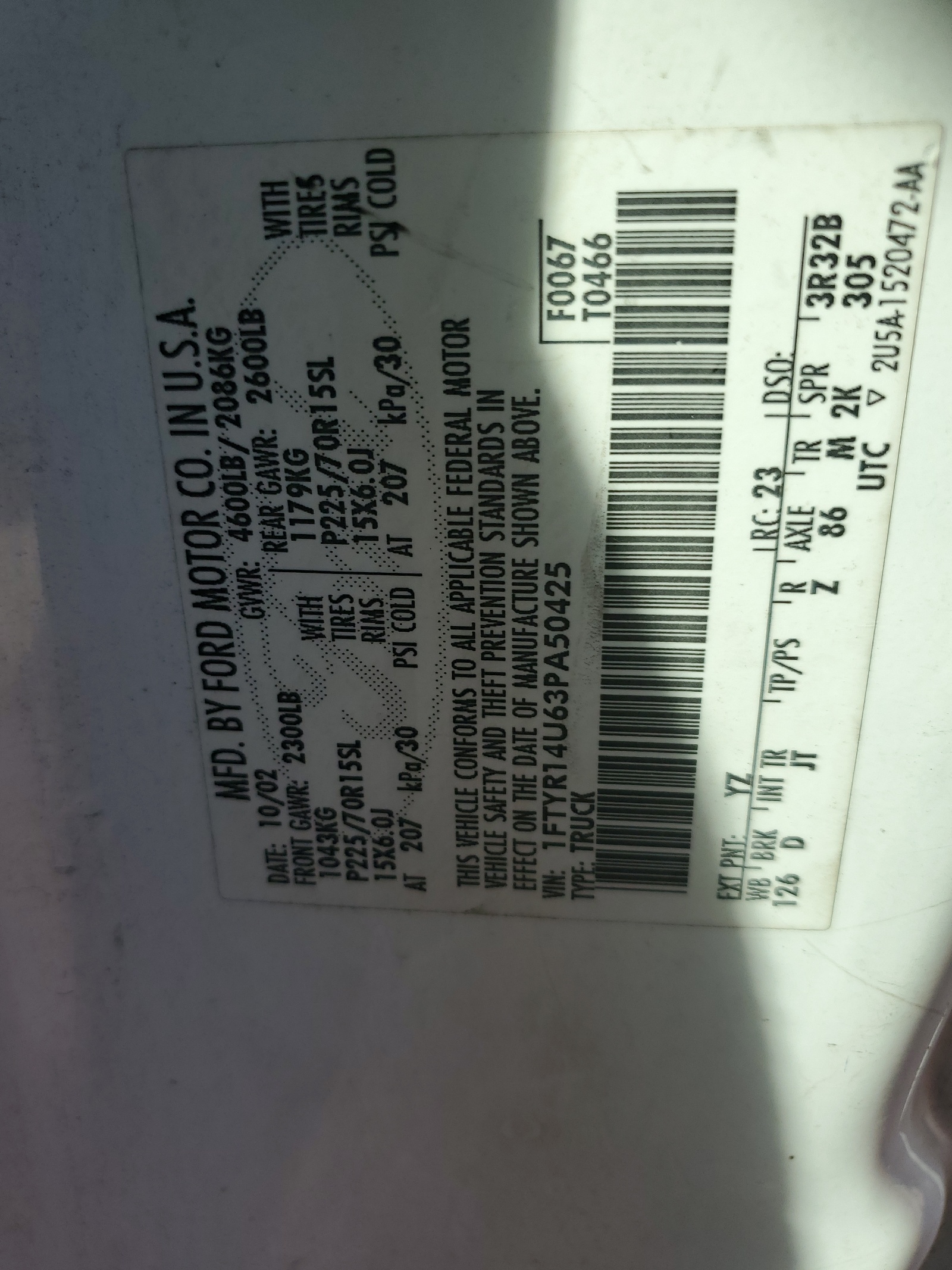 1FTYR14U63PA50425 2003 Ford Ranger Super Cab