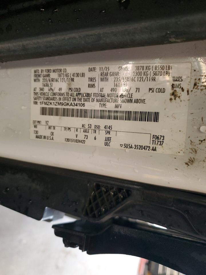 2016 Ford Transit T-150 VIN: 1FMZK1ZM9GKA34106 Lot: 41494844