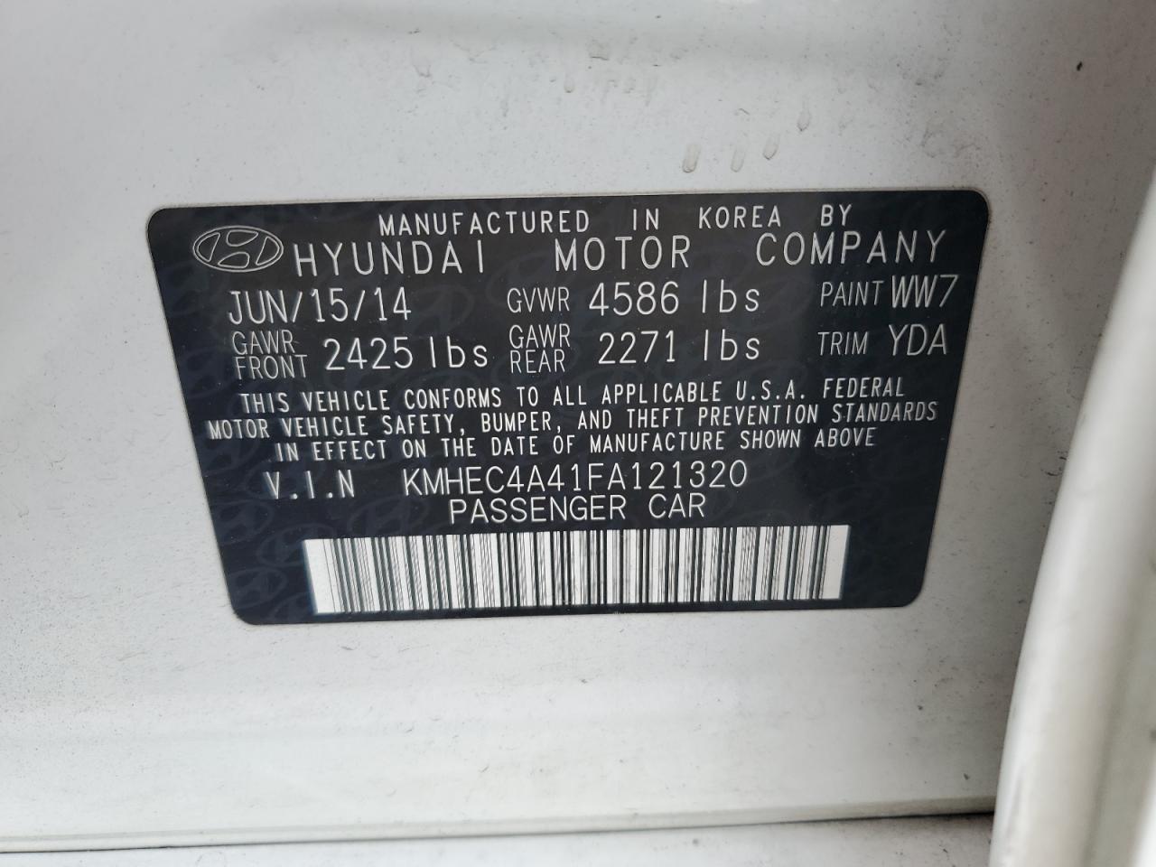 KMHEC4A41FA121320 2015 HYUNDAI SONATA - Image 12