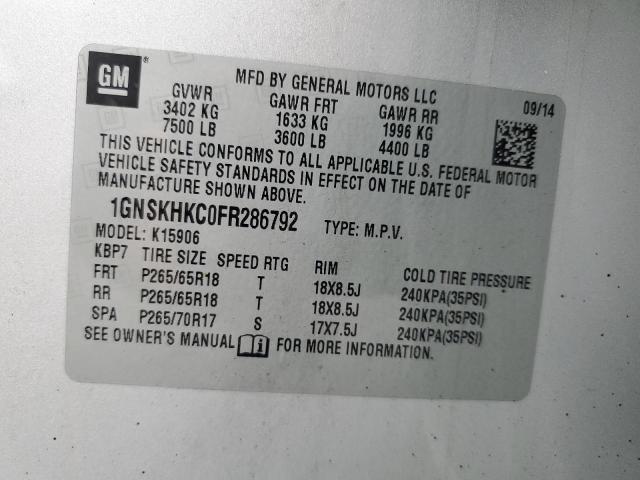 1GNSKHKC0FR286792 | 2015 Chevrolet suburban k1500 ls