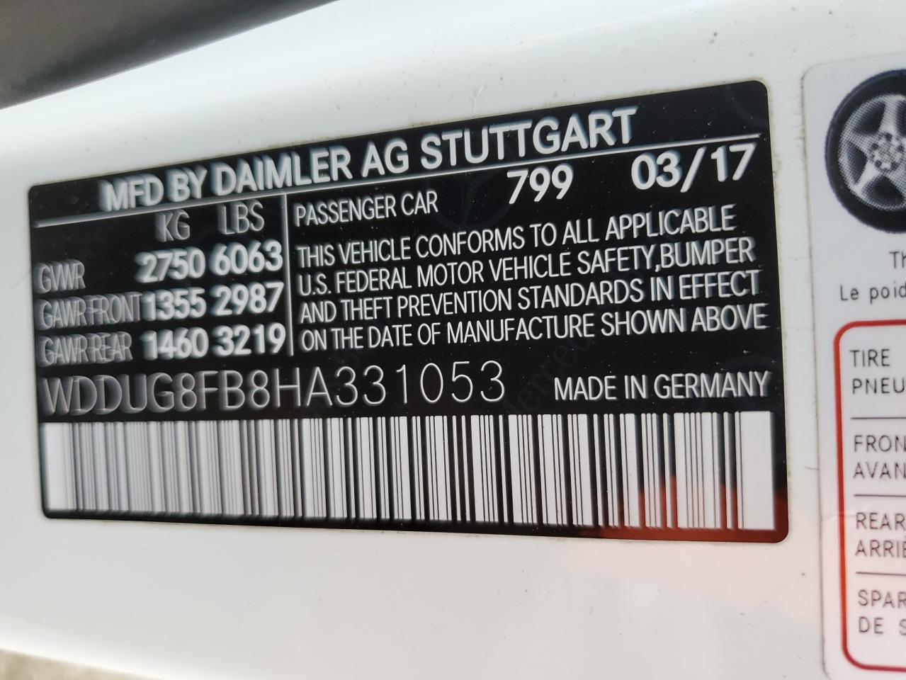 WDDUG8FB8HA331053 2017 Mercedes-Benz S 550 4Matic