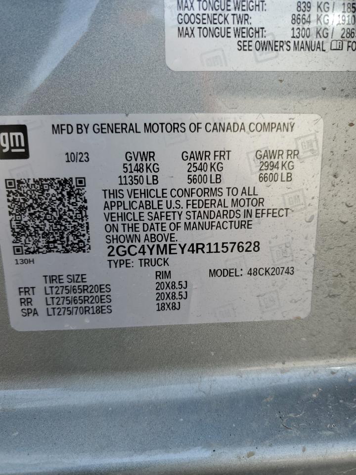 2024 Chevrolet Silverado K2500 Custom VIN: 2GC4YMEY4R1157628 Lot: 43003224