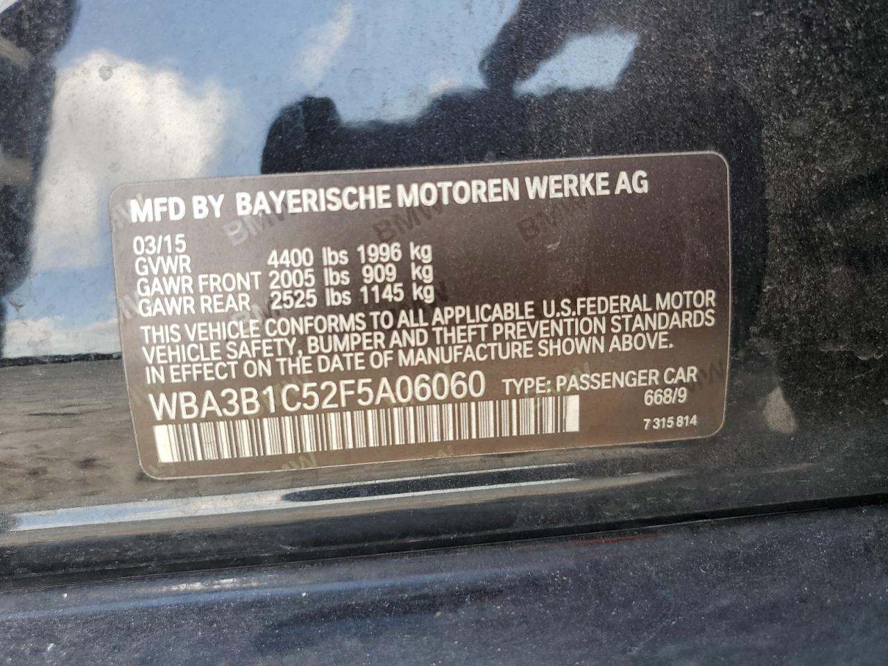 WBA3B1C52F5A06060 2015 BMW 320 I