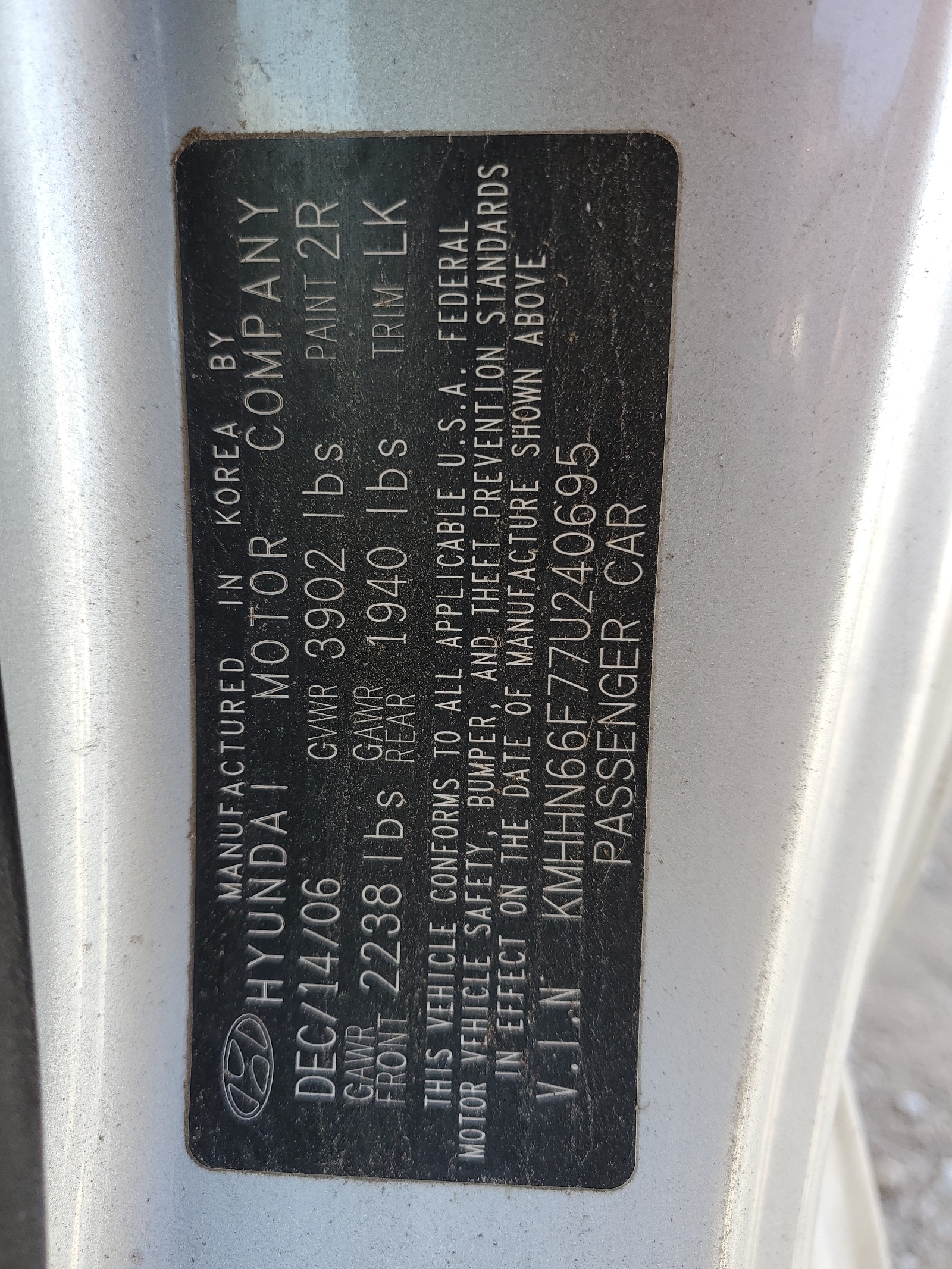 KMHHN66F77U240695 2007 Hyundai Tiburon Gt